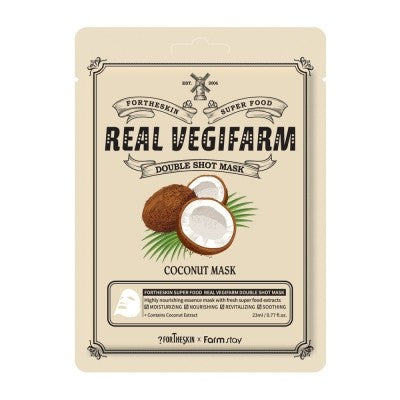Fortheskin Super Food Real Vegifarm Double Shot Mask Coconut 10pcs