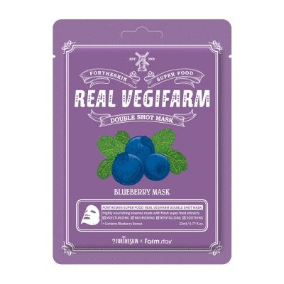 Fortheskin Super Food Real Vegifarm Double Shot Mask Blueberry 10pcs